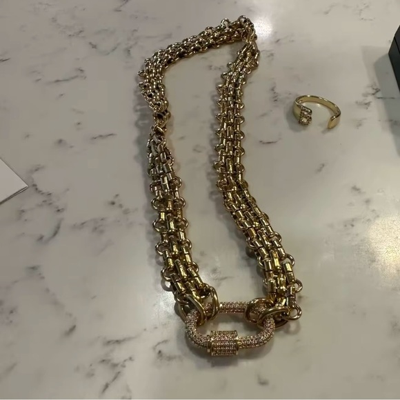 Double Link 18K Gold Stainless Steel Elegant Gold Chain Necklace - Picture 5 of 9